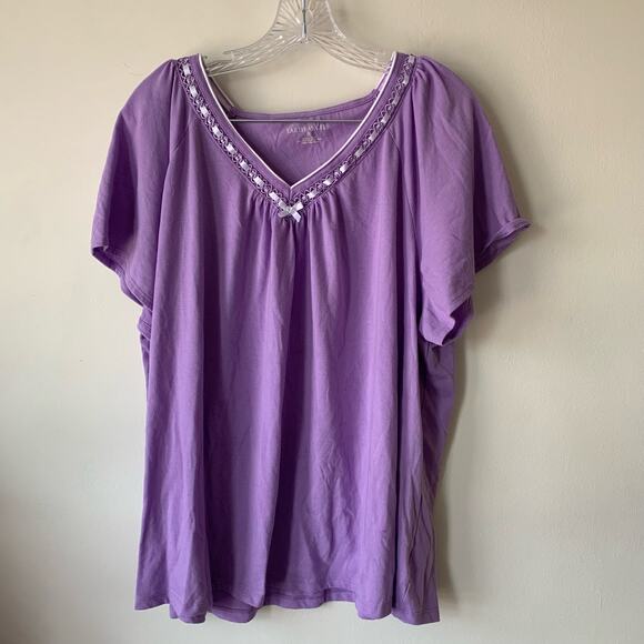 Earth Angels Purple Women's Twee Coquette Shirt With Ribbon Bow Size 3X - Picture 4 of 6